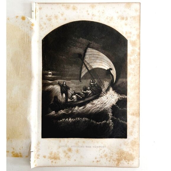Jesus Christ Stilling The Tempest Engraving 1868 Victorian Religious Art DWEE27 - Picture 2 of 3